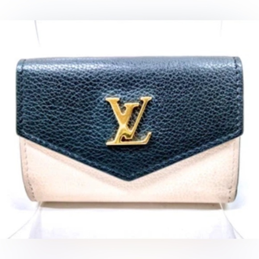 Louis Vuitton LockMe Mini Black and Pink Leather Wallet